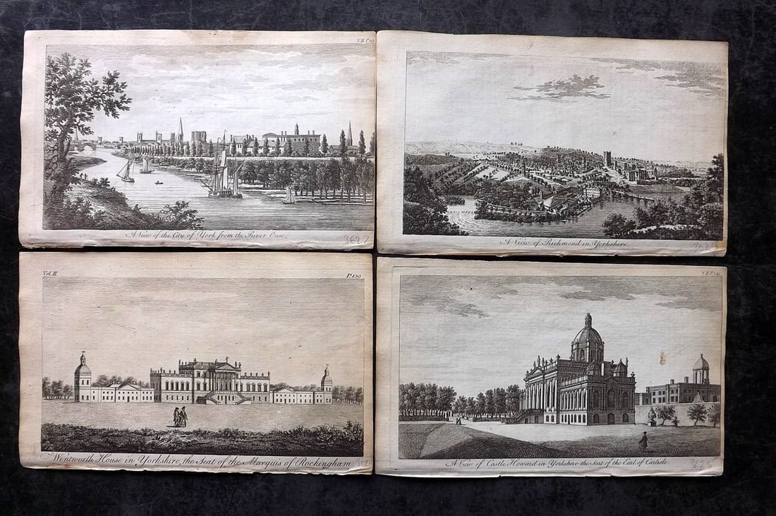 UK 1777 Lot of 4 Antique Prints. British Copper Plate Views: Copper Plate Published 1776-77, London for "A New Display of the Beauties of England" Paper Size: 8 x 5 inch (21 x 13cm) Good Condition