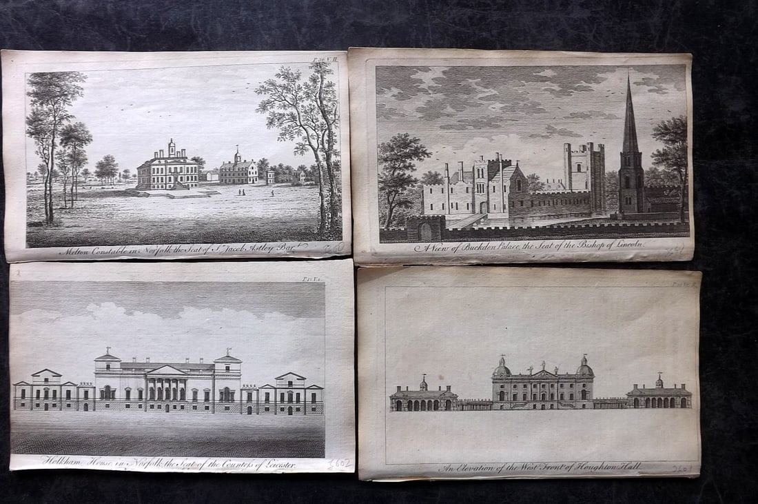 UK 1777 Lot of 4 Antique Prints. British Copper Plate Views: Copper Plate Published 1776-77, London for "A New Display of the Beauties of England" Paper Size: 8 x 5 inch (21 x 13cm) Good Condition