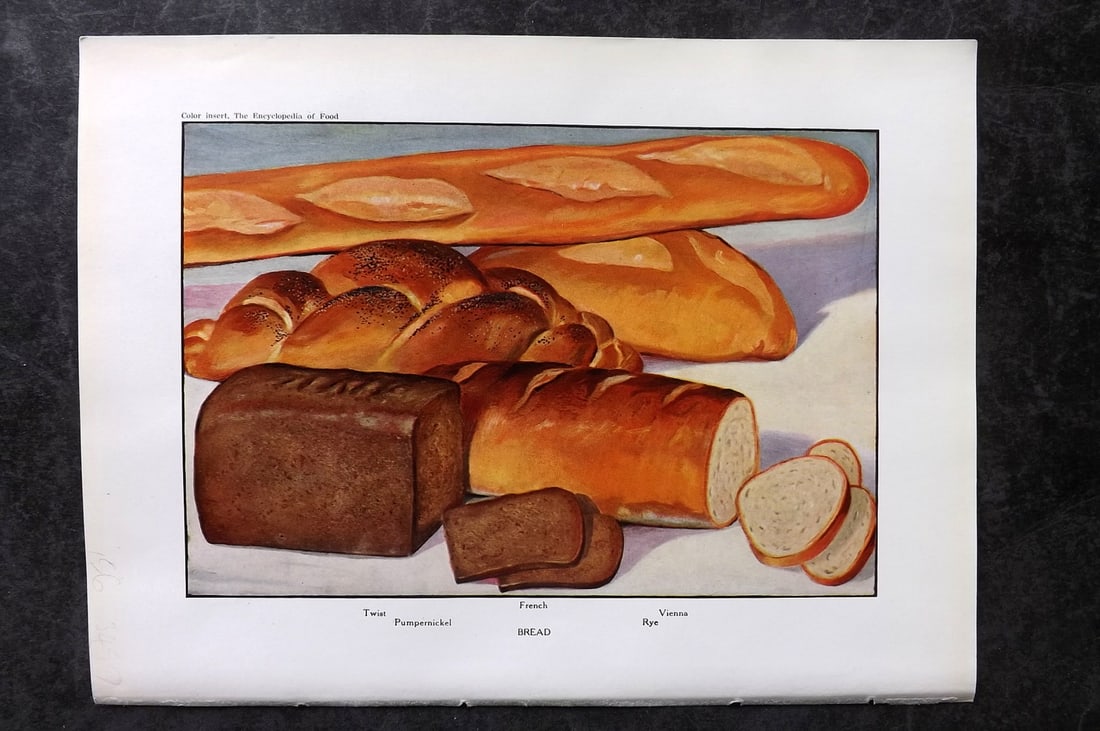 Ward, Artemas 1923 Antique Food Print. Bread - Twist, French, Rye, Vienna (1 of 1)