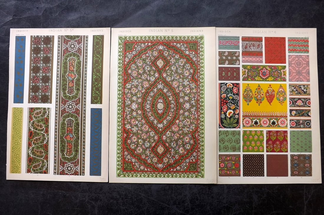 Jones, Owen 1910 Lot of 3 Architectural Design Prints. Indian (1 of 2)