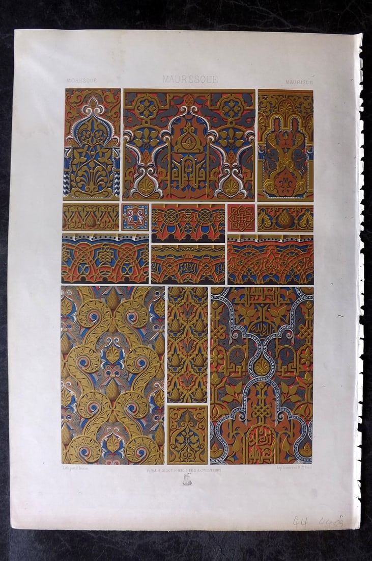 Racinet, Auguste 1871 Folio Architecture Print. Moresque (1 of 1)