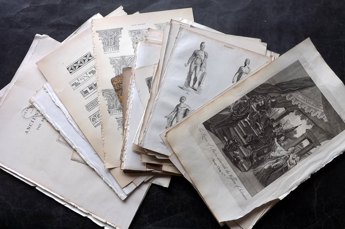 Mixed Prints 18th-19th Cent. Lot of 65 Engravings and Lithos (1 of 9)