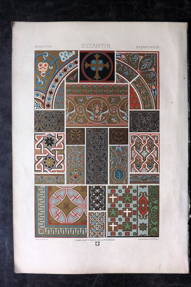 Racinet, Auguste 1871 Folio Architecture Print. Byzantine (1 of 1)