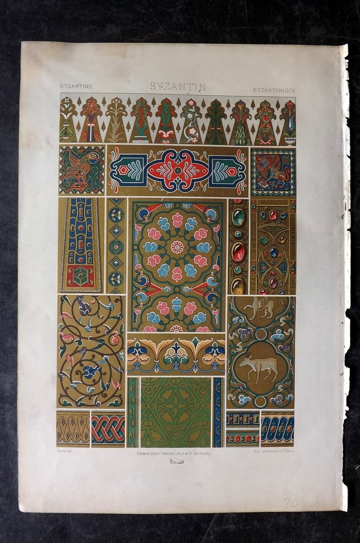 Racinet, Auguste 1871 Folio Architecture Print. Byzantine (1 of 1)