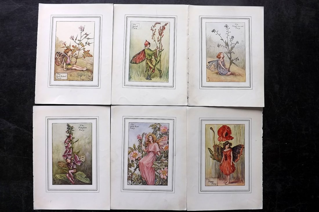 Barker, Cicely Mary C1930 Lot of 6 Flower-Fairy Prints: Lithographs Published C1927-45 by Blackie & Son, London & Glasgow for the "Flower-Fairies" Series by Cicely Mary Barker. Slightly Larger images/paper than usual from "The Book of the Flower Fairies" R