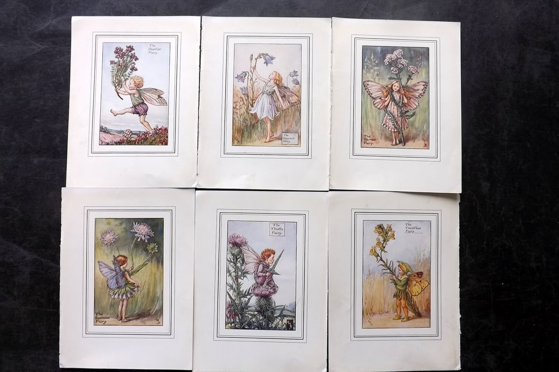 Barker, Cicely Mary C1930 Lot of 6 Flower-Fairy Prints: Lithographs Published C1927-45 by Blackie & Son, London & Glasgow for the "Flower-Fairies" Series by Cicely Mary Barker. Slightly Larger images/paper than usual from "The Book of the Flower Fairies" R