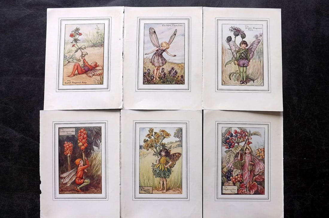 Barker, Cicely Mary C1930 Lot of 6 Flower-Fairy Prints: Lithographs Published C1927-45 by Blackie & Son, London & Glasgow for the "Flower-Fairies" Series by Cicely Mary Barker. Slightly Larger images/paper than usual from "The Book of the Flower Fairies" R
