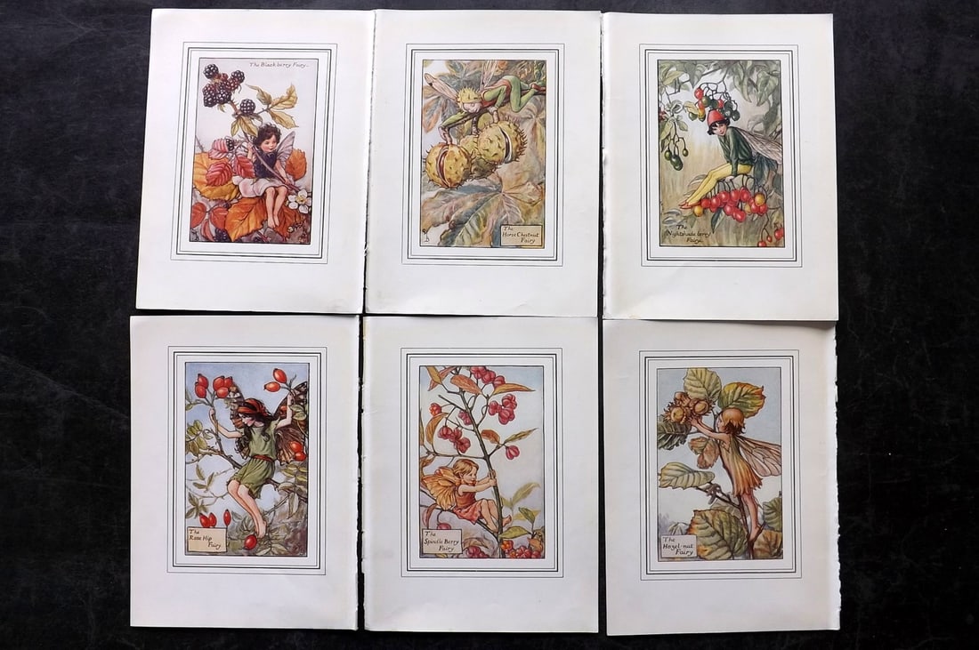 Barker, Cicely Mary C1930 Lot of 6 Flower-Fairy Prints: Lithographs Published C1927-45 by Blackie & Son, London & Glasgow for the "Flower-Fairies" Series by Cicely Mary Barker. Slightly Larger images/paper than usual from "The Book of the Flower Fairies" R
