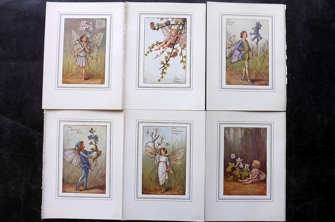 Barker, Cicely Mary C1940 Lot of 6 Flower-Fairy Prints: Lithographs Published C1935-45 by Blackie & Son, London & Glasgow for the "Flower-Fairies" Series by Cicely Mary Barker. Slightly Larger images/paper than usual from "The Book of the Flower Fairies" R