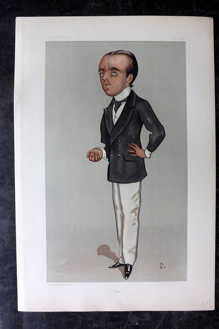 Vanity Fair Print 1897 Max Beerbohm, Artist: Chromolithograph Published 1869-1914, London for "Vanity Fair" Paper Size: 15 x 10 inch (38 x 25cm) Approx. Good Condition