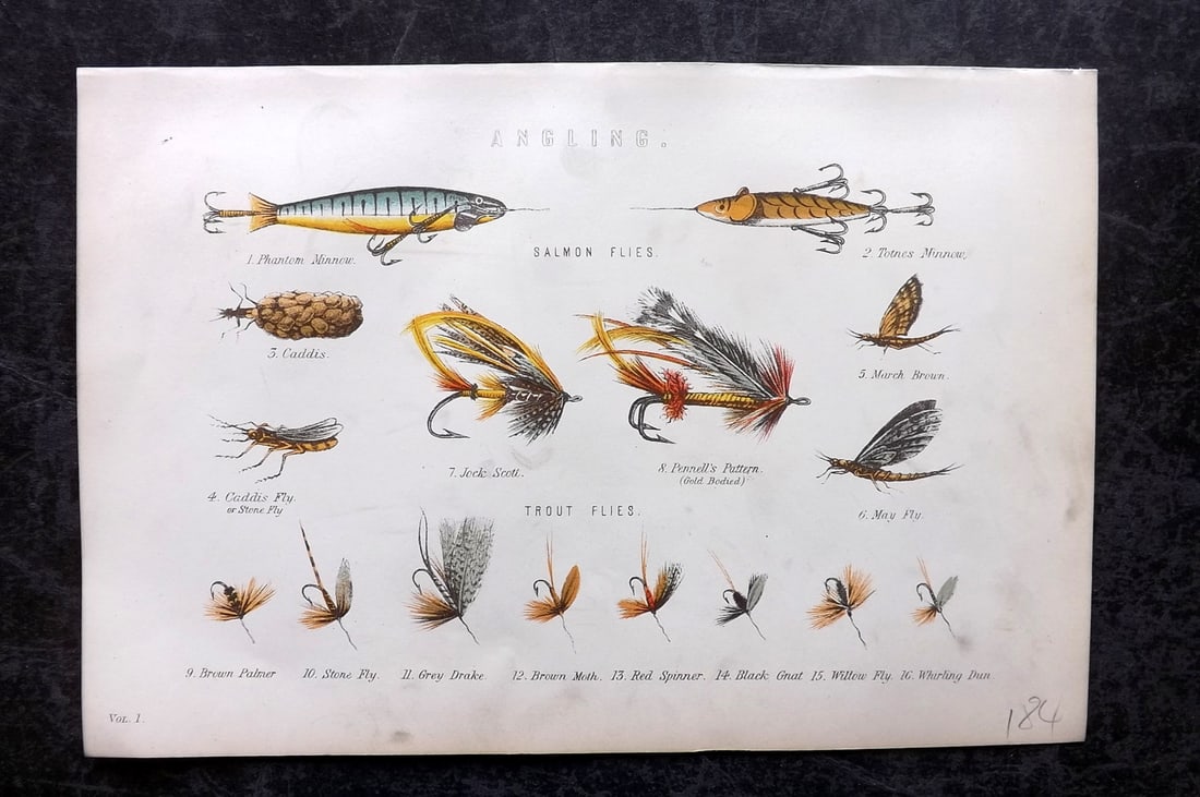 National Encyclopedia 1891 Antique Print. Angling Fly Fishing Flies (1 of 1)