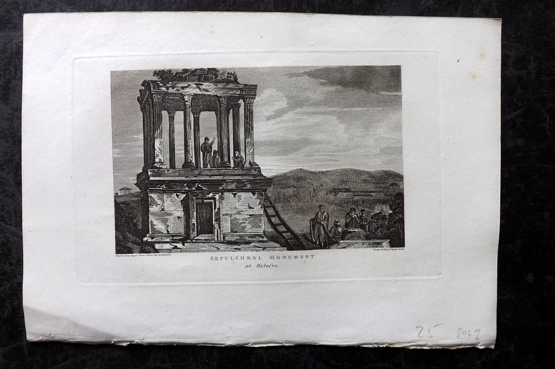 Polehampton, Edward 1823 Print. Monument at Mylassa, Turkey: Copper Plate Published 1823, London for "The Gallery of Nature and Art: or, A Tour Through Creation and Science" by the Rev. Edward Polehampton & John M. Good. Paper Size: 10 x 7 inch (26 x 18cm) Good