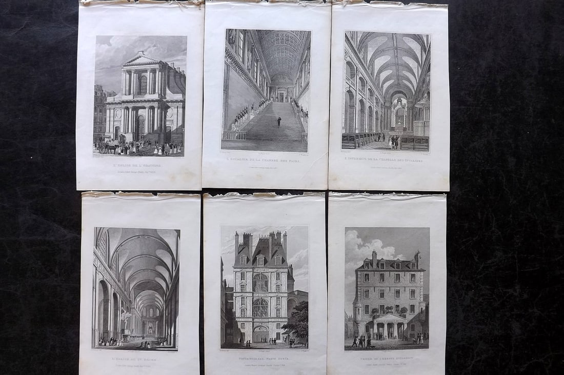 Pugin, Charles 1831 Lot of 6 Steel Engraved Views of Paris, France: Steel Engraving Published 1831, London for "Paris and its Environs" by Augustus Charles Pugin. Illustrated by Charles Heath. Paper Size: 8 x 5 inch (20 x 13cm) Good Condition
