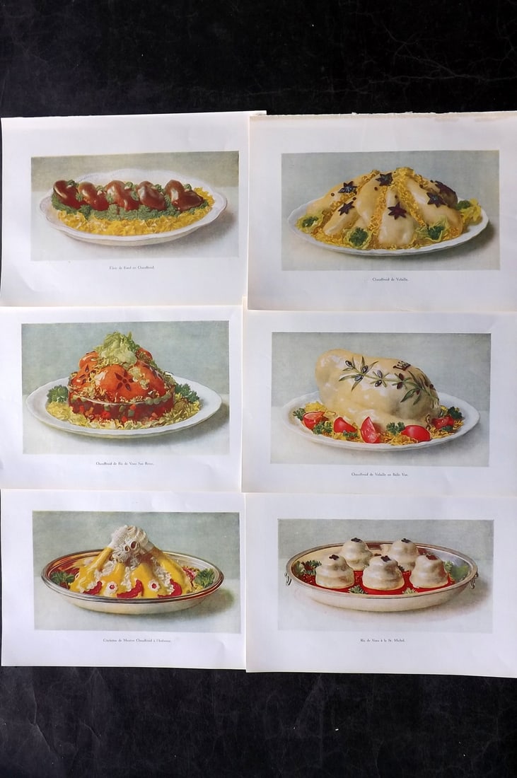 Fairclough, M. A. 1950 Lot of 6 Vintage Food Prints: Offset Lithograph Published 1950, London for "The Ideal Cookery Book" M. A. Fairclough. Paper Size: 10 x 7 inch (26 x 18cm) Good Condition