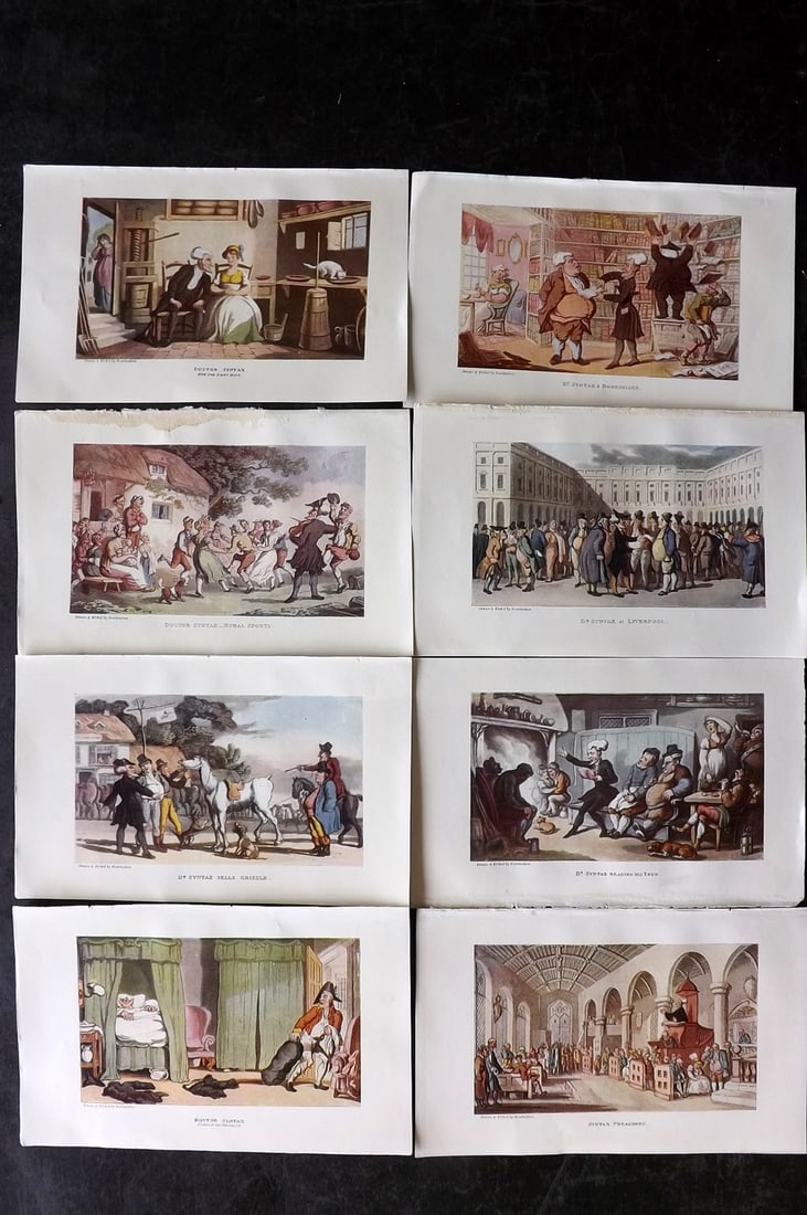 Rowlandson Doctor Syntax 1903 Lot of 8 Satire Prints (1 of 2)