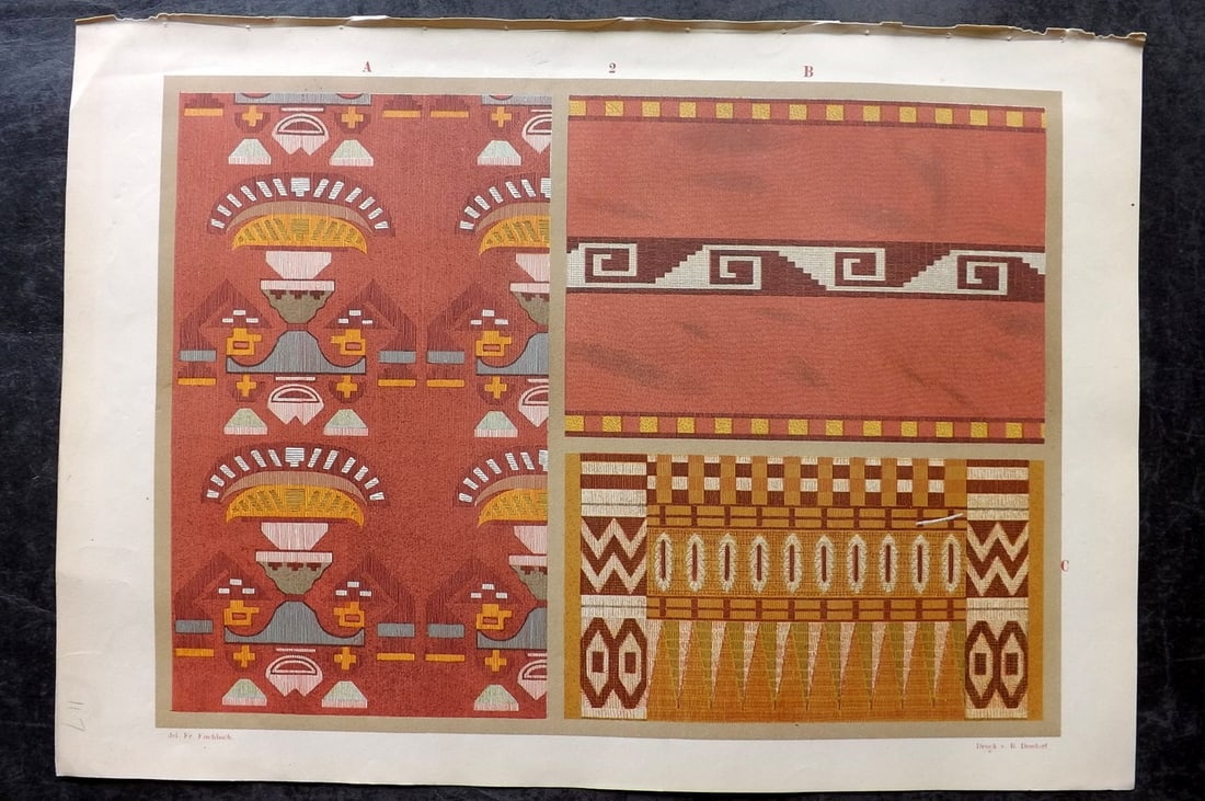 Fischbach, Frederick 1884 Folio Textile Print. Ancient Peru 02 (1 of 2)