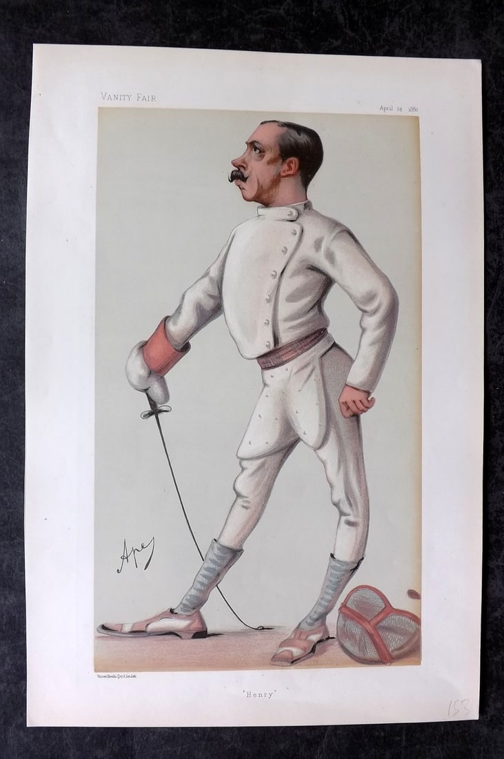 Vanity Fair Print 1880 Henry Stracey, Sword Fencing (1 of 1)
