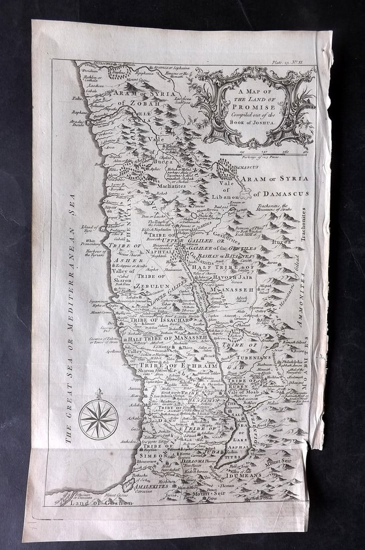 Goadby (Pub) 1770 Holy Land Map. Land of Promise: Folio Copper Engraved Map Published 1770 by R. Goadby, London for "An Illustration of the Holy Scriptures..." Folds as issued. Paper Size: 16 x 10 inch (41 x 26cm) Good Condition