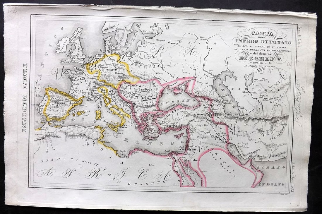 Marmocchi, F. C. 1845 Hand Col Map. Ottoman Empire (1 of 2)