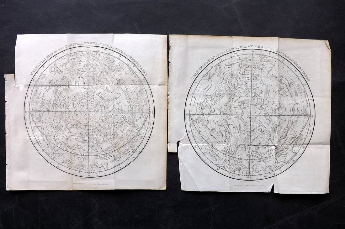 Squire, Thomas 1820 Pair of Astronomy Maps. Constellations Celestial (1 of 1)