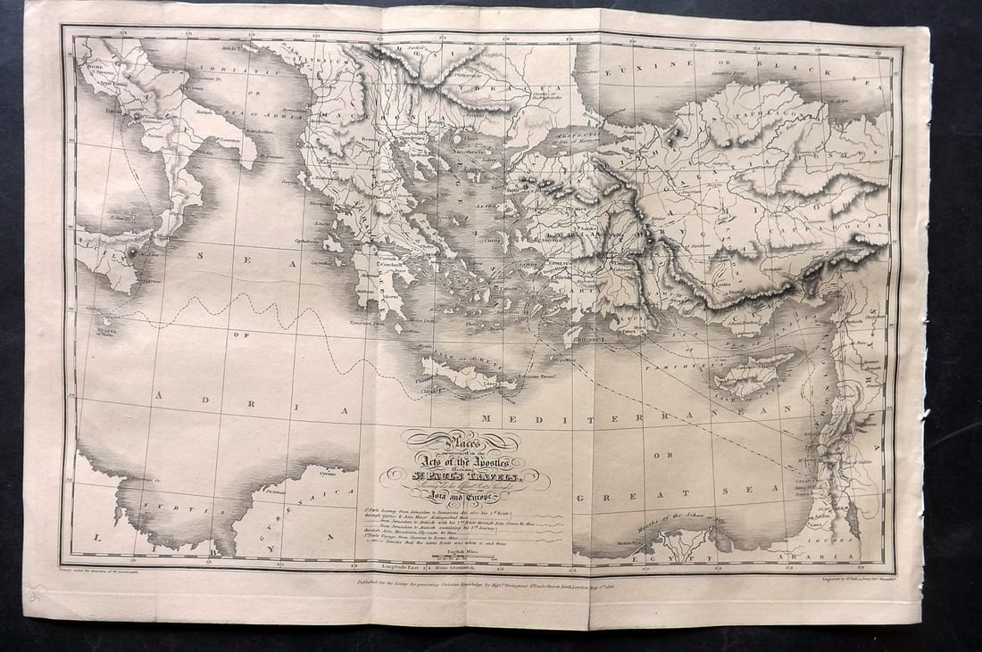D'Oyly, Mant & Hall 1817 Holy Land Map. St. Paul's Travels (1 of 1)