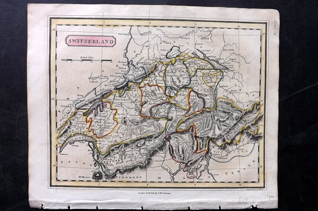 Barclay & Milton C1810 Hand Col Map. Switzerland (1 of 1)
