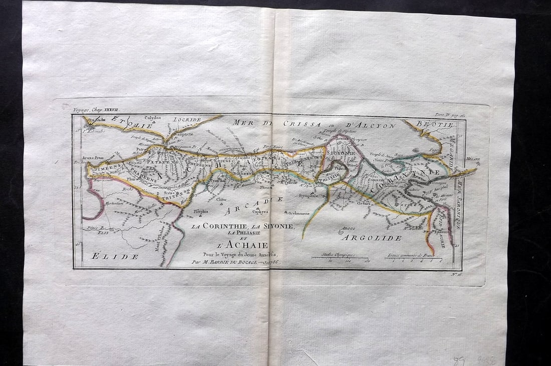 Barthelemy, Jean 1790 Map. Greece - La Corinthie la Sicyonie La Philiasie et L'Achaie (1 of 2)