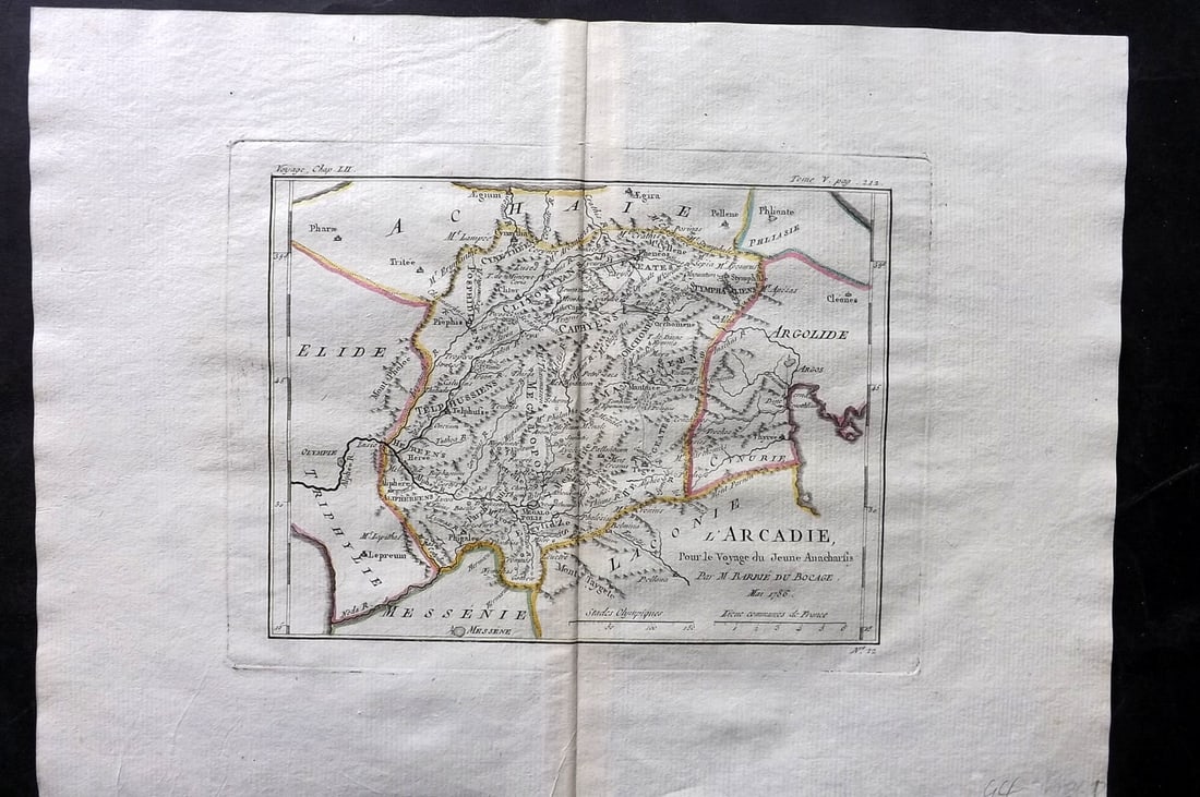 Barthelemy, Jean 1790 Map. Greece - L'Arcadie (1 of 2)