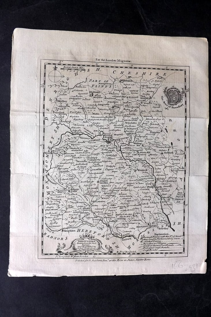 Kitchin, Thomas 1752 Antique Map. Shropshire, UK (1 of 1)
