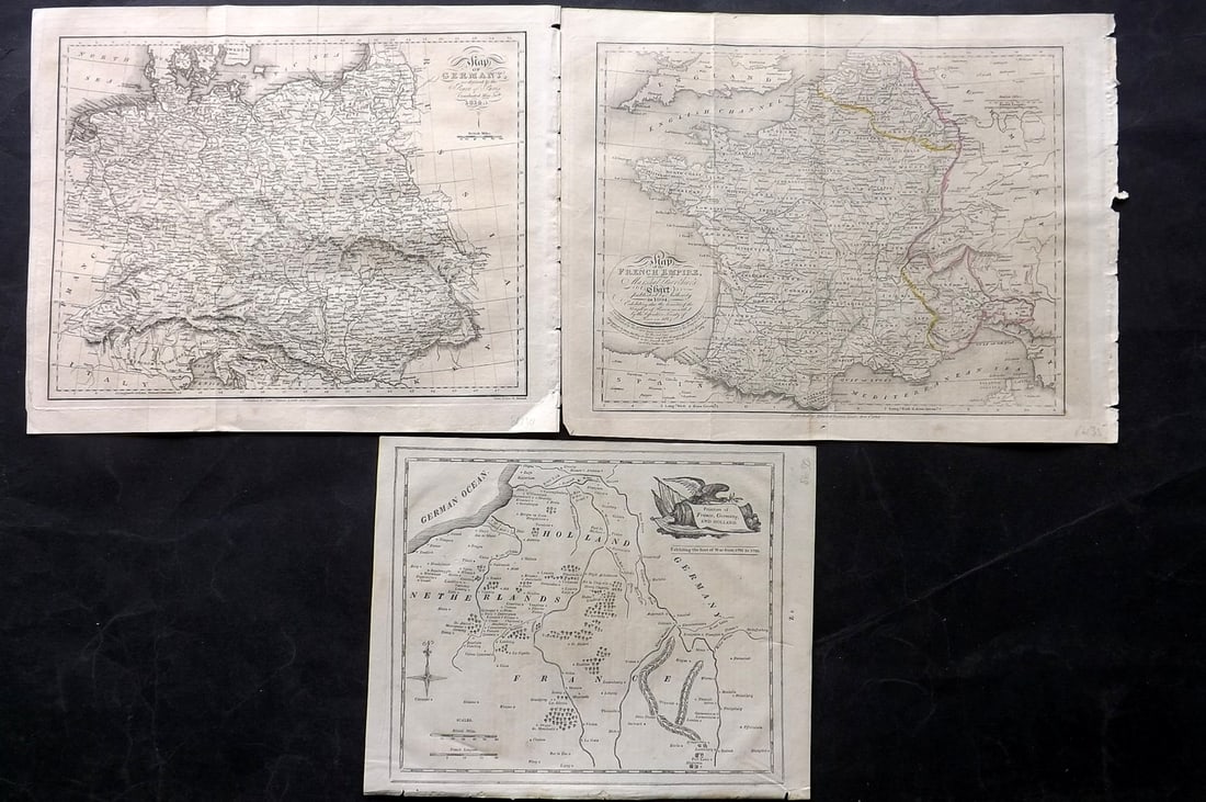 Baines, Edward 1817 Lot of 3 French Revolution Maps (1 of 2)