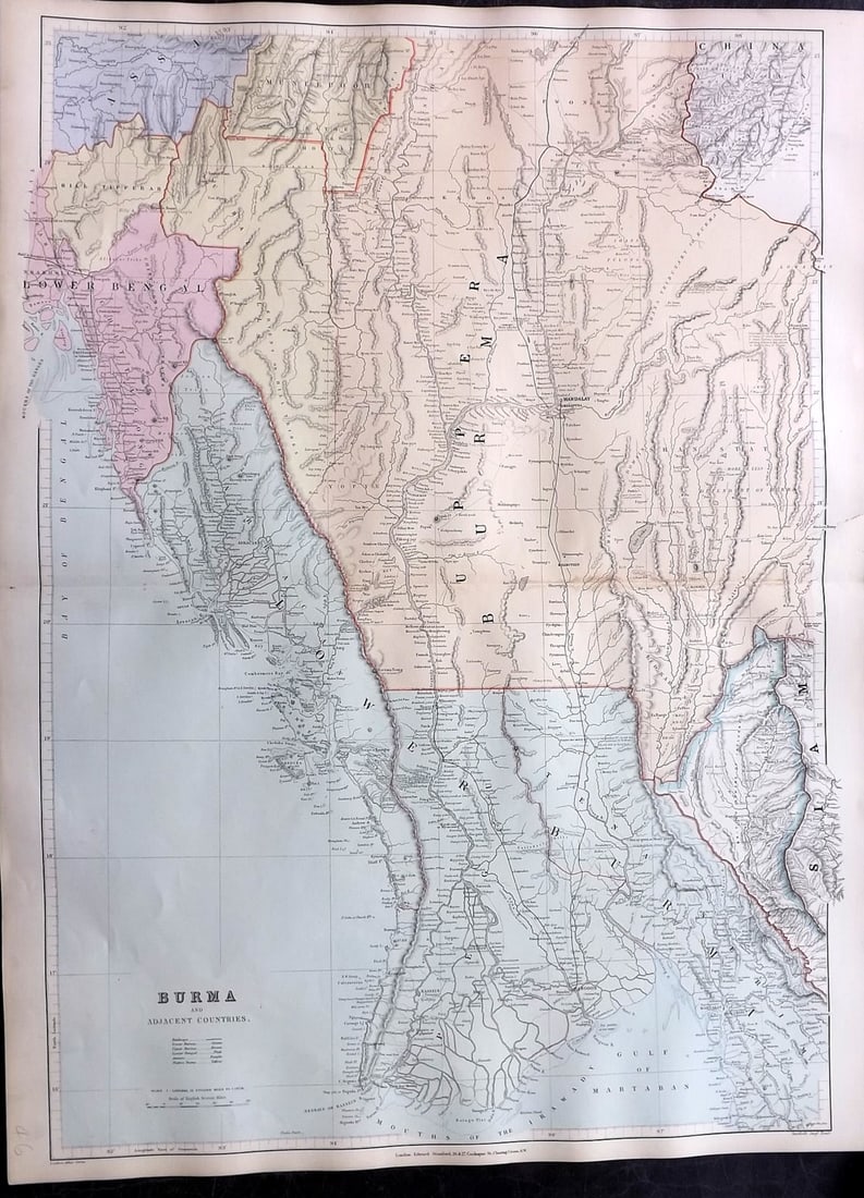 Stanford, Edward 1901 Large Map. Burma and Adjacent Countries (1 of 2)