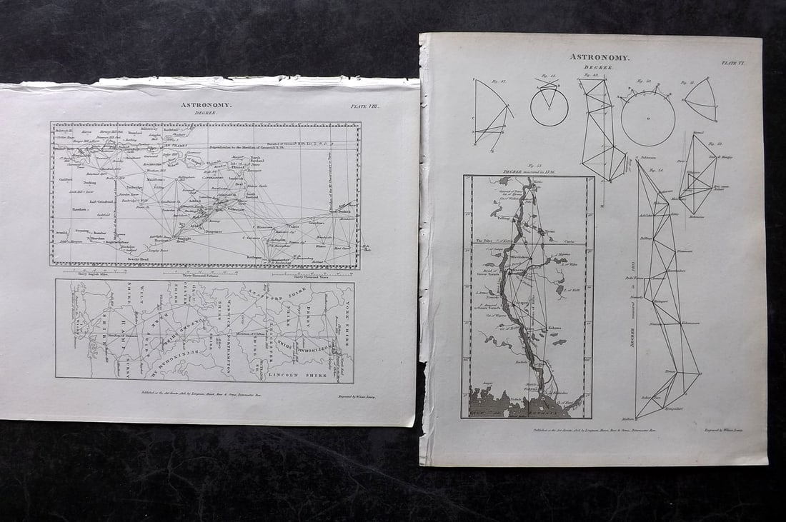 Rees, Abraham 1820 Pair of Astronomy Maps. English Channel, Scandinavia (1 of 2)