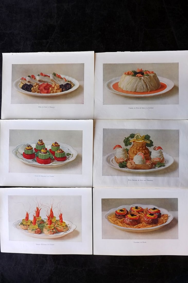 Fairclough, M. A. C1940 Lot of 6 Vintage Food Prints: Offset Lithograph Published C1940, London for "The Ideal Cookery Book" M. A. Fairclough. Paper Size: 10 x 7 inch (25 x 18cm) Good Condition