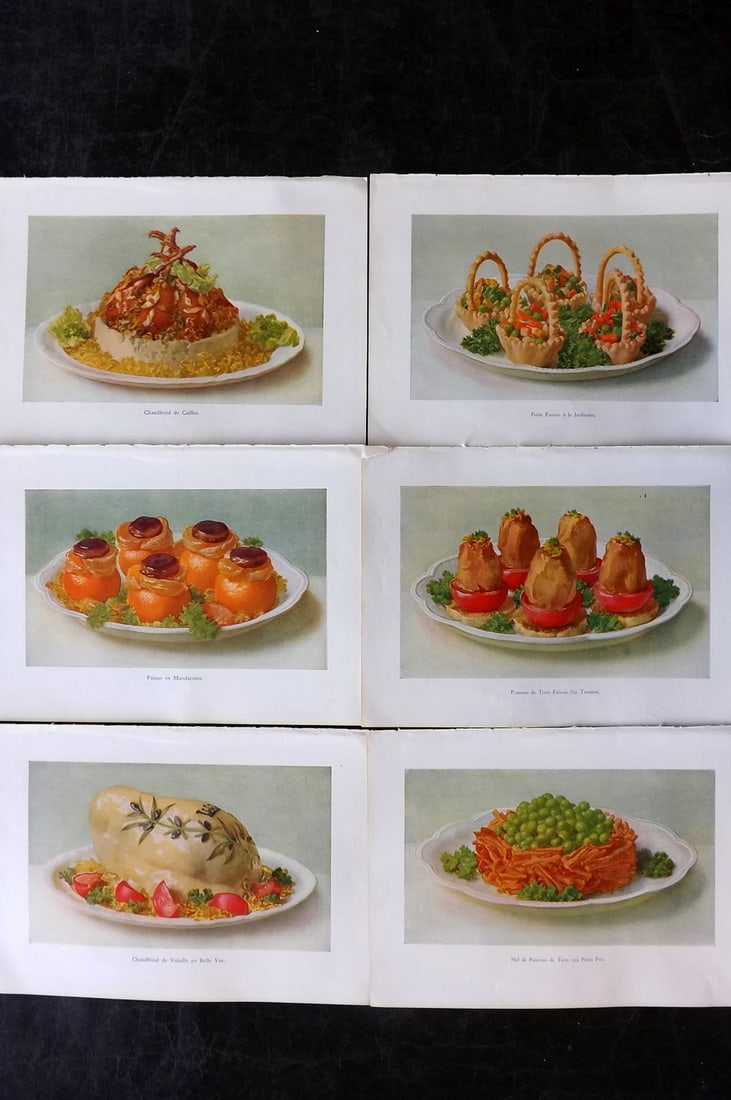 Fairclough, M. A. C1940 Lot of 6 Vintage Food Prints: Offset Lithograph Published C1940, London for "The Ideal Cookery Book" M. A. Fairclough. Paper Size: 10 x 7 inch (25 x 18cm) Good Condition