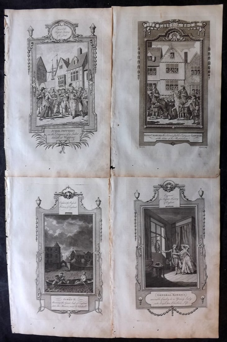 Russell, William 1779 Lot of 4 Folio British Historical Prints: Folio Copper Plate Published 1779, London for "A New and Authentic History of England" [Russell's History of England] by William Augustus Russell. Paper Size: 15 x 9 inch (38 x 23cm) Minor margin faul
