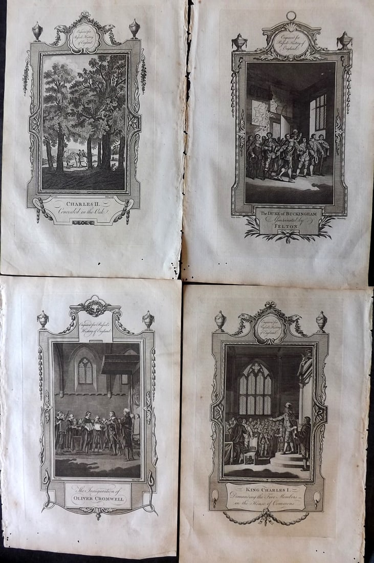 Russell, William 1779 Lot of 4 Folio British Historical Prints: Folio Copper Plate Published 1779, London for "A New and Authentic History of England" [Russell's History of England] by William Augustus Russell. Paper Size: 15 x 9 inch (38 x 23cm) Minor margin faul