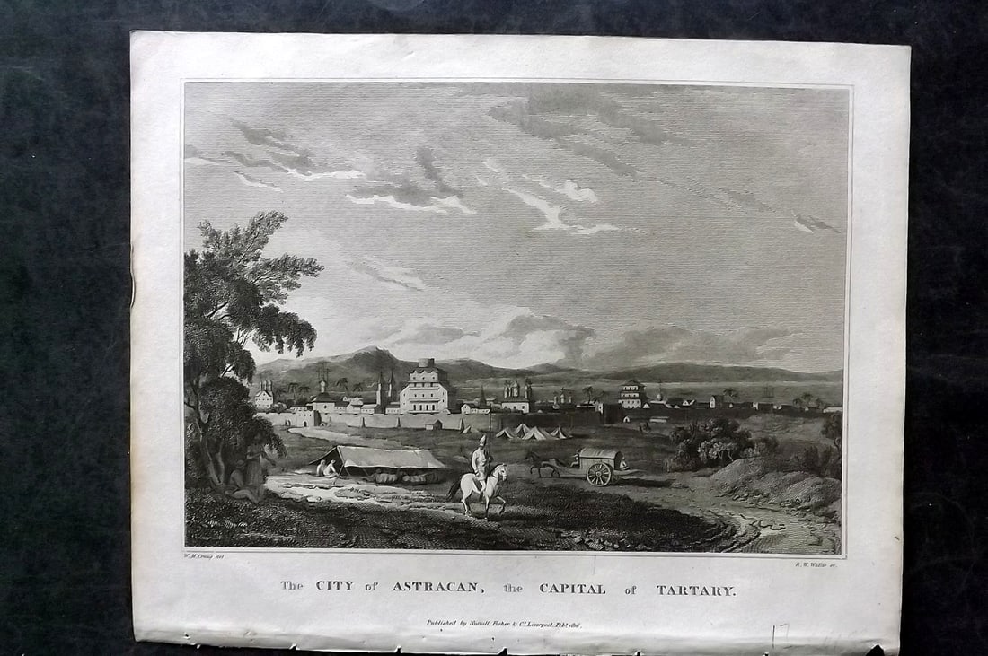 Clarke, J. W. C1820 Print. City of Astracan, Capital of Tartary. Russia (1 of 1)