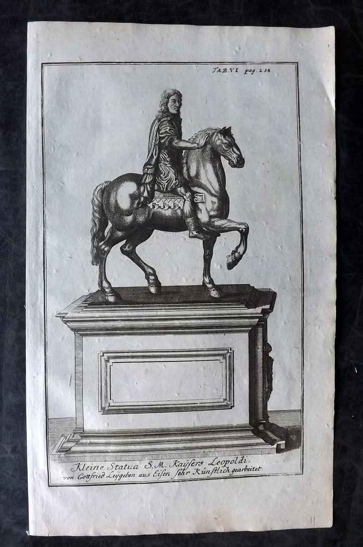 Doppelmayr, Johann Gabriel 1730 Folio Architectural Print. Kleine Statua S. M. Kayfers Leopoldi (1 of 2)