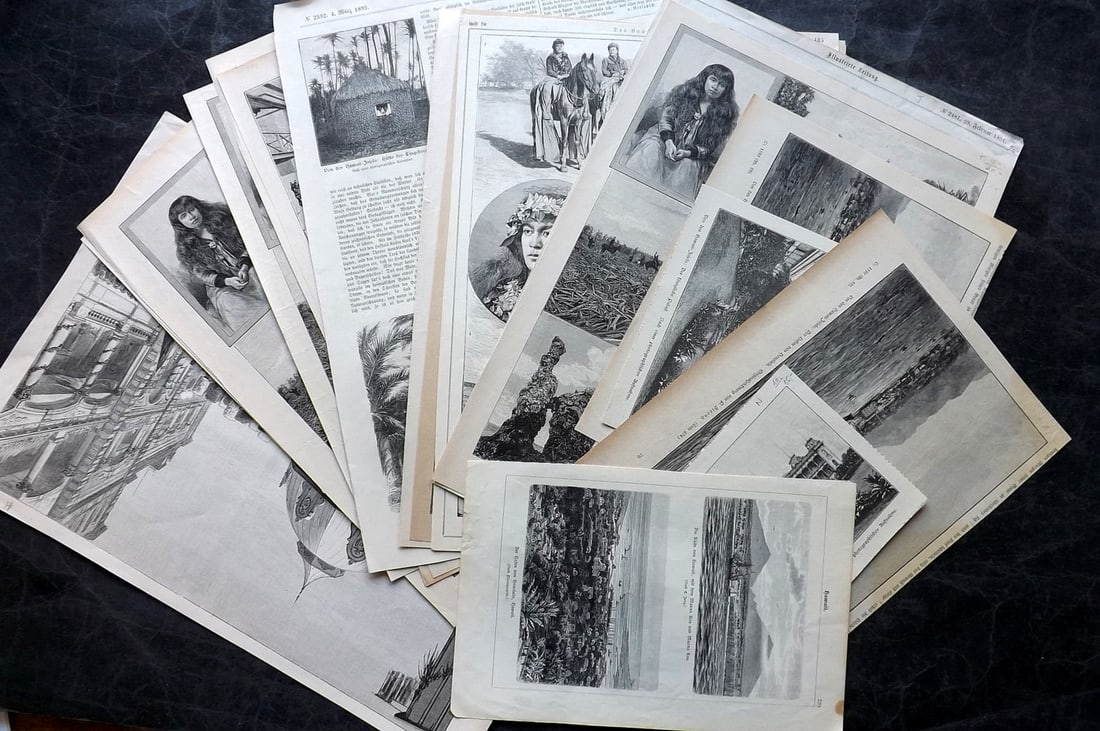 Hawaii 19th Cent. Lot of 19 Illustated Sheets (1 of 6)