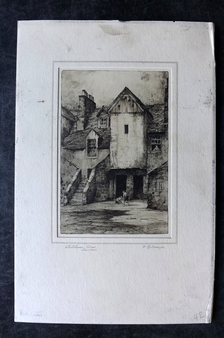 Robson, Featherstone C1910 Signed Etching. White Horse Close, Edinburgh Scotland (1 of 2)