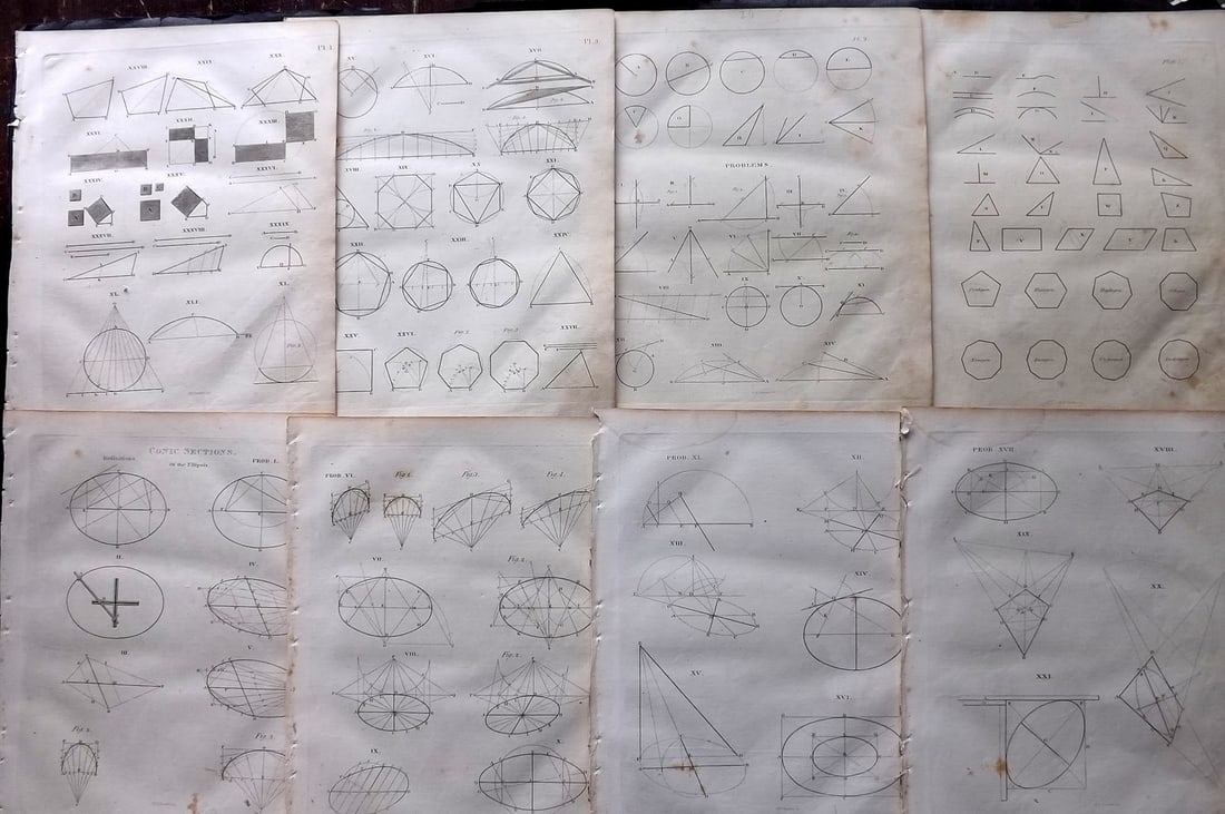 Shaw, Edward 1836 Lot of 8 Architectural Prints (1 of 2)