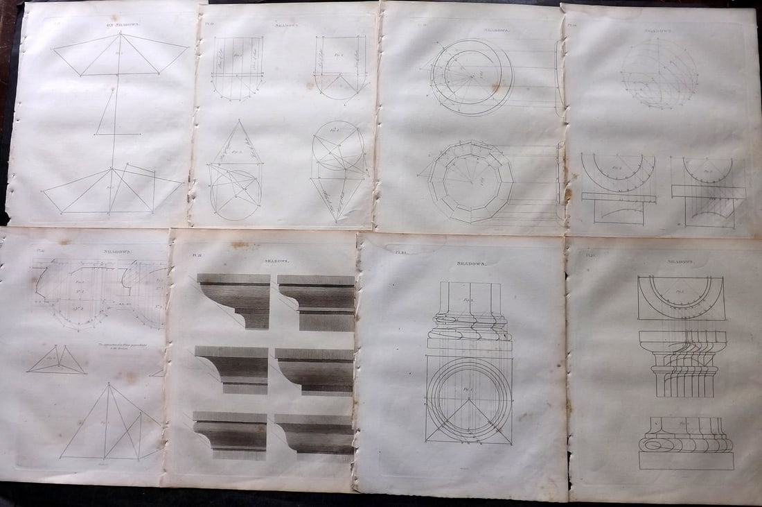 Shaw, Edward 1836 Lot of 8 Architectural Prints (1 of 2)