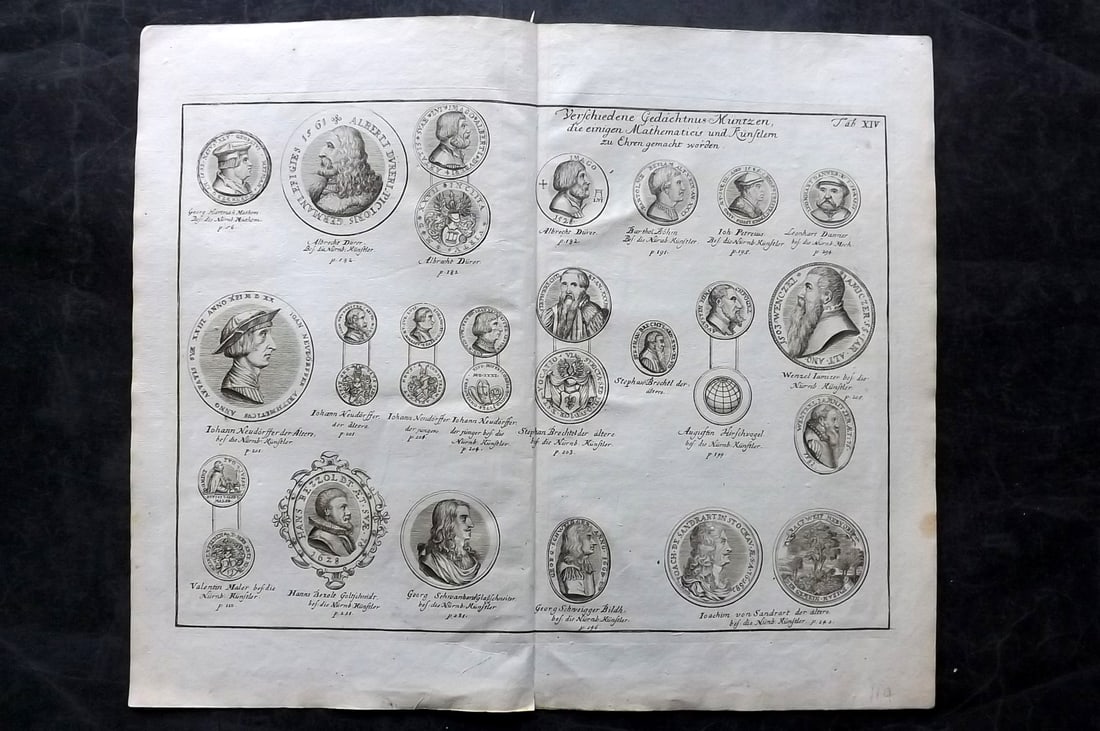 Doppelmayr, Johann Gabriel 1730 Folio Print. Portraits of Architects, Artists, Scientists (1 of 2)