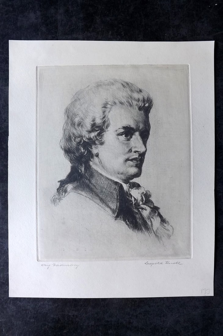 Knoll, Leopold C1930 Signed Etching. Portrait of Beethoven (1 of 2)