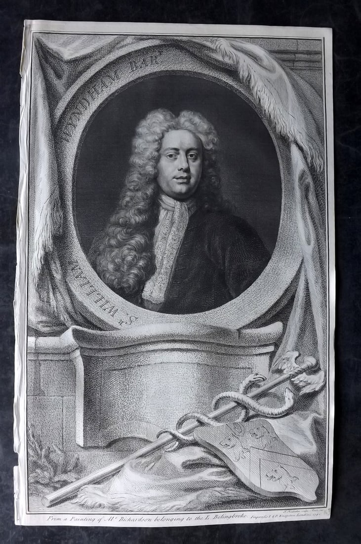 Rapin de Thoyras, Paul 1751 Folio Portrait. William Wyndham by Houbracken: Copper Plate Published 1732-51, London for "The History of England" by Paul Rapin de Thoyras. Translated by Nicholas Tindal. Paper Size: 15.5 x 9.5 inch (39 x 24cm) Good condition