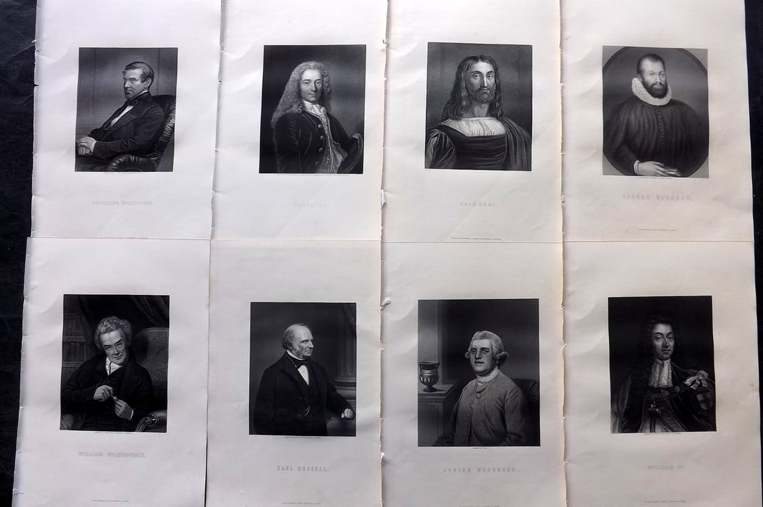 Waller, J. F. C1870 Lot of 8 Antique Portrait Prints (1 of 2)