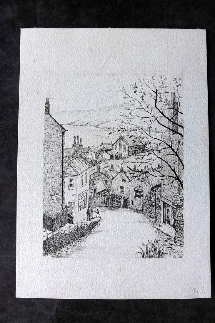 Lund, Doreen 20th Century Pen & Ink. Robin Hoods Bay, Yorkshire: Pen & Ink on Paper Signed Doreen Lund. 20th Century. Paper Size: 12 x 8 inch (31 x 20cm) Good Condition