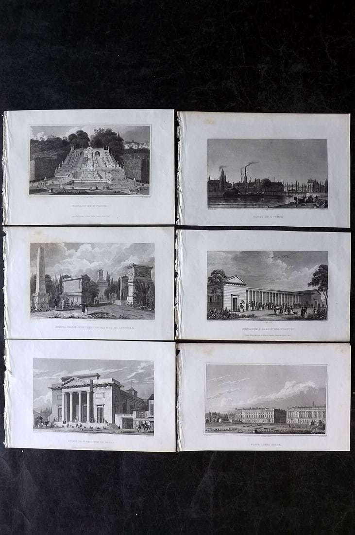 Pugin, Charles 1831 Lot of 6 Steel Engraved Views of Paris, France: Steel Engraving Published 1831, London for "Paris and its Environs" by Augustus Charles Pugin. Illustrated by Charles Heath. Paper Size: 8 x 5 inch (20 x 13cm) Good Condition
