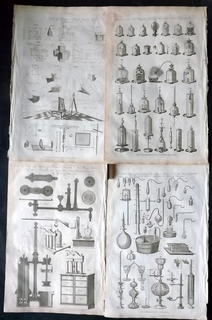 Hall, William 1791 Lot of 4 Folio Science & Tech Prints: Folio Copper Plate Published 1789-91 by C. Cooke, London for "The New Royal Encyclopedia, Or, Complete Modern Universal Dictionary of Arts and Sciences..." by William Henry Hall. Paper Size: 14.5 x 9.