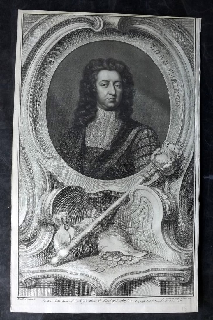 Rapin de Thoyras, Paul 1751 Folio Portrait. Henry Boyle Lord Carleton by Houbracken (1 of 1)
